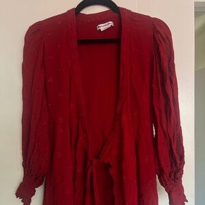 RED REFORMATION DRESS WITH EMBROIDERED BUTTERFLIES ❤️🦋